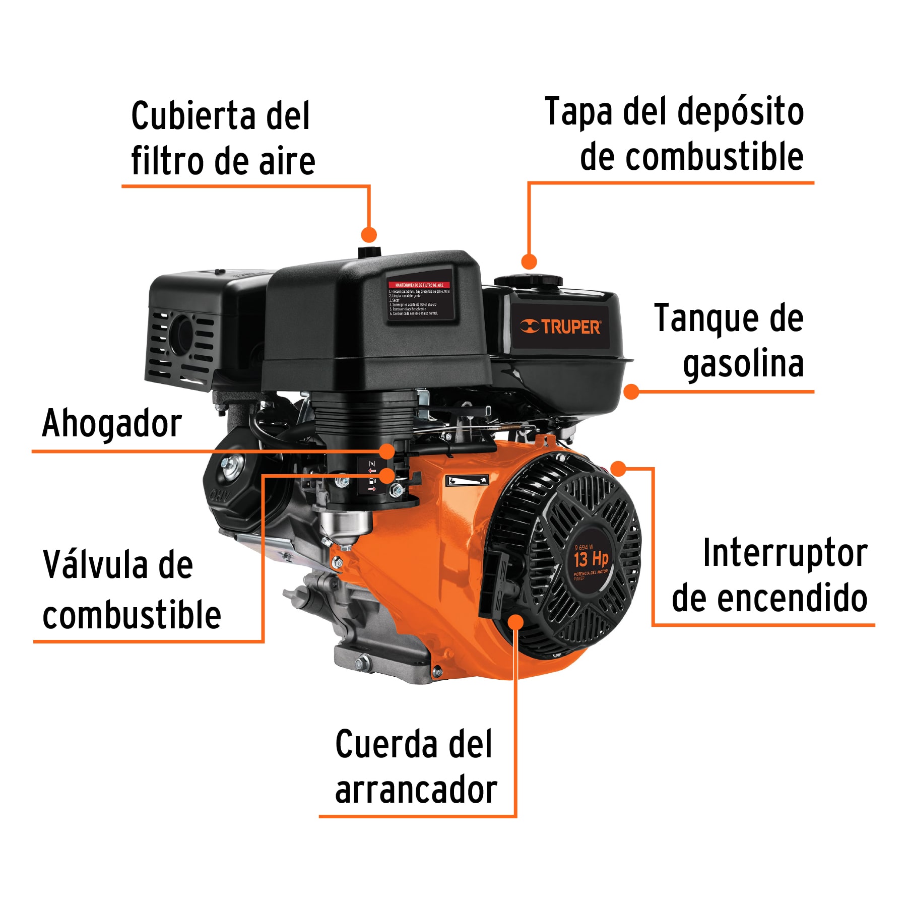 Foto 4 pulgar | Motor a Gasolina Truper Mog-130 color Anaranjado 13 Hp