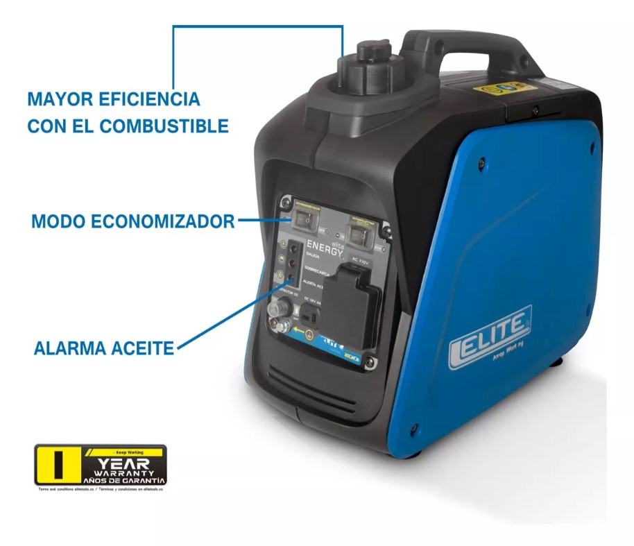 Foto 8 pulgar | Planta Generadora Elite 2g10i Color Azul  Inversor Ultra Silenciosa A Gasolina 800w