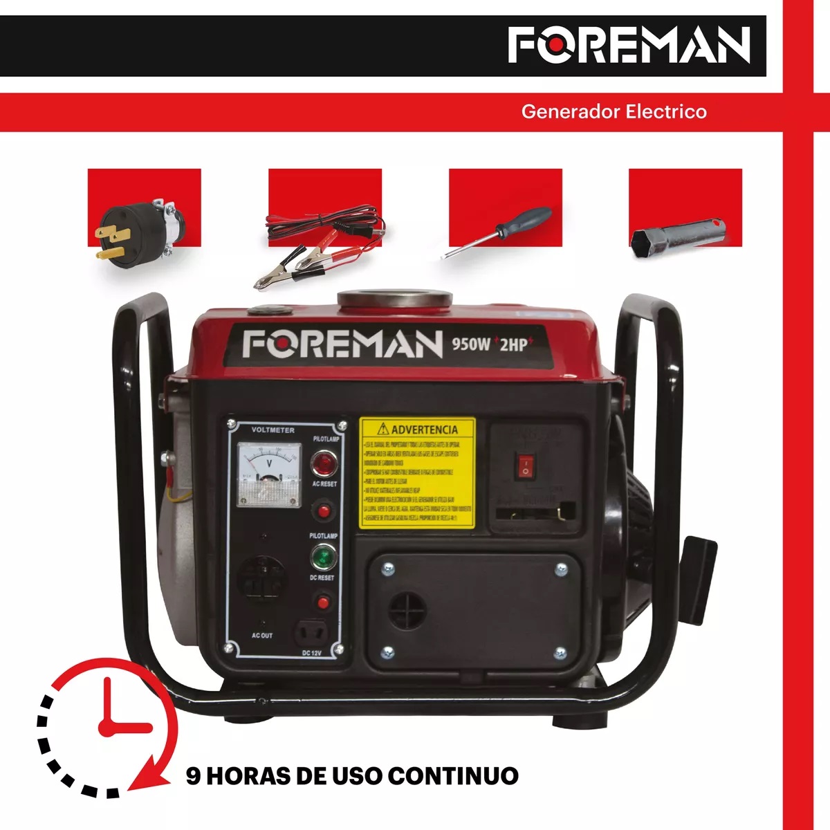 Foto 3 pulgar | Generador Portátil A Gasolina Foreman 950w Monofásico 110v