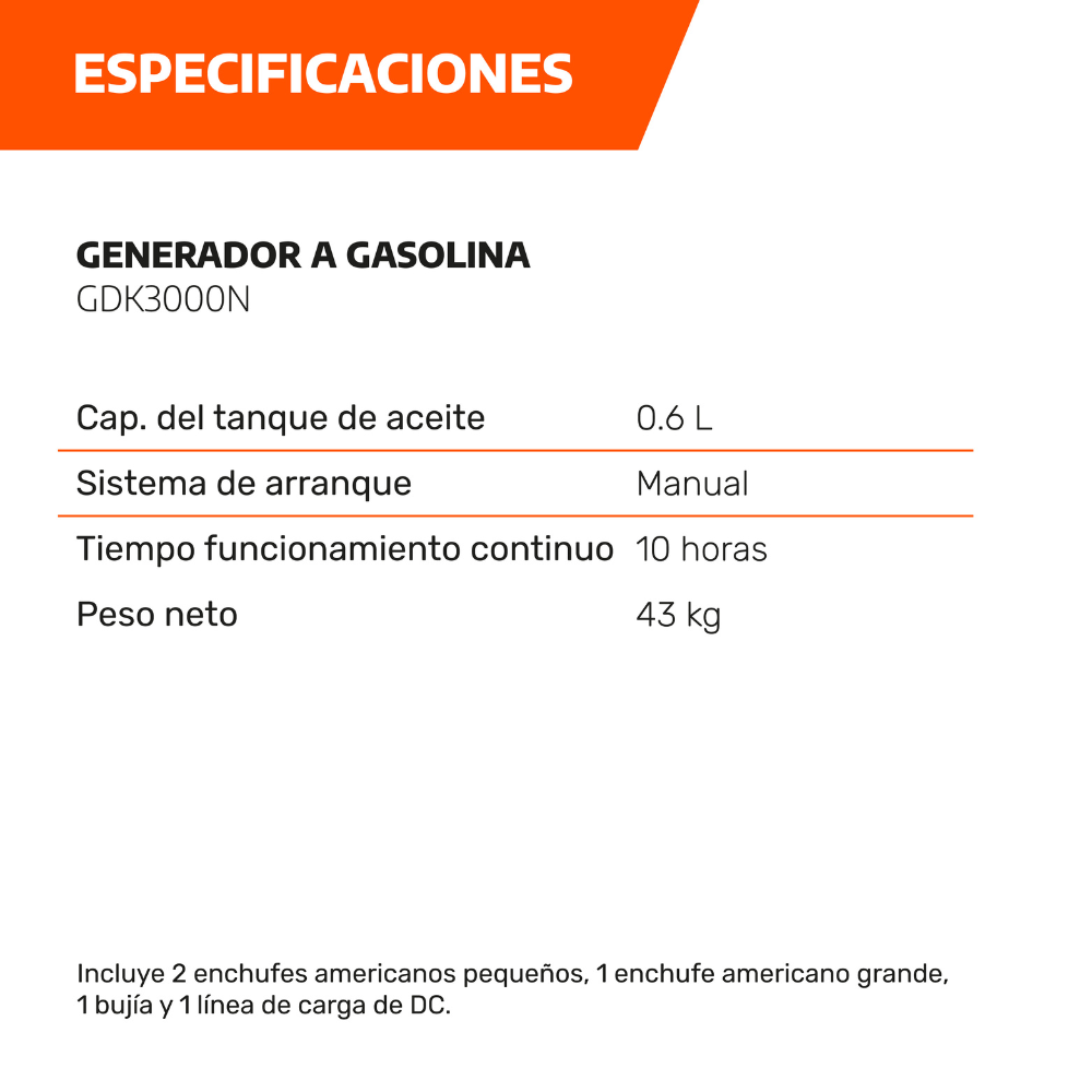 Foto 6 pulgar | Generador Eléctrico A Gasolina Daewoo Gdk3000n Color Naranja Y Negro Gran Potencia Y Bajo Ruido 20l