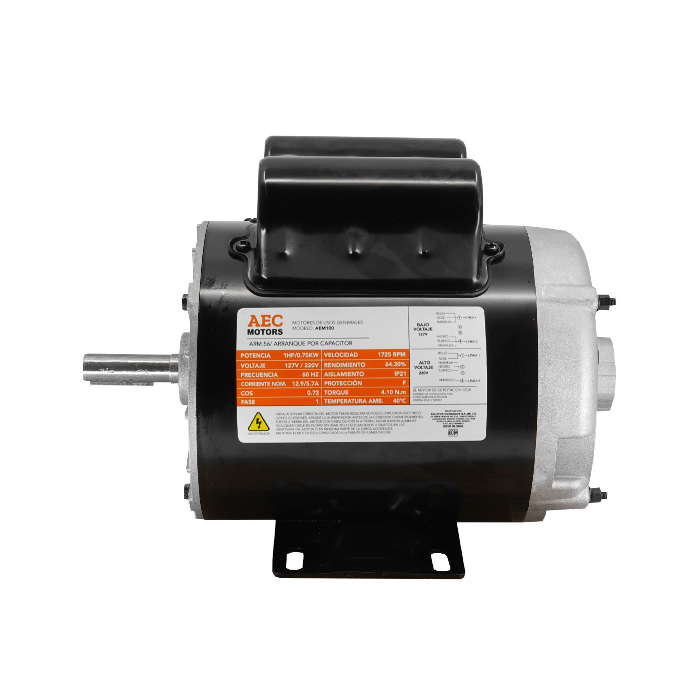 Foto 2 pulgar | Motor Eléctrico Aec Motors 1 Hp 110/220v 4 Polos – Aem100
