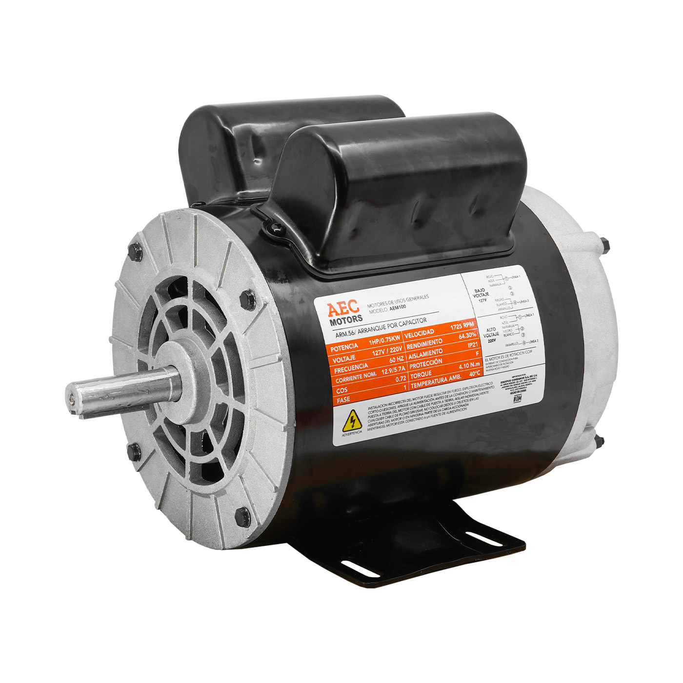 Foto 3 pulgar | Motor Eléctrico Aec Motors 1 Hp 110/220v 4 Polos – Aem100