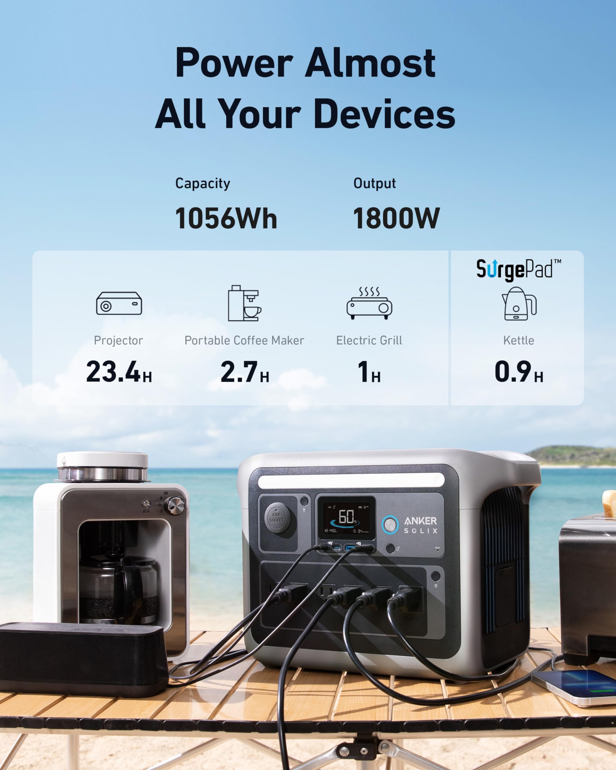 Foto 4 | Estación de Carga Portátil Anker SOLIX C1000X 1086Wh | 1800W - Venta Internacional