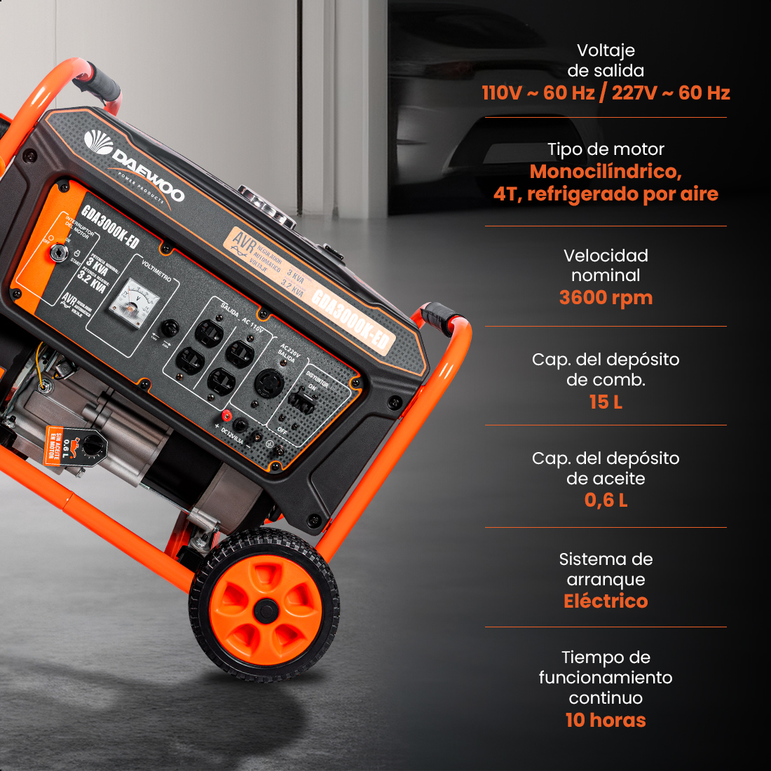 Foto 6 pulgar | Generador Portátil 3.2 Kw 212cc 15l Regulador Voltaje Arr Elect  Daewoo