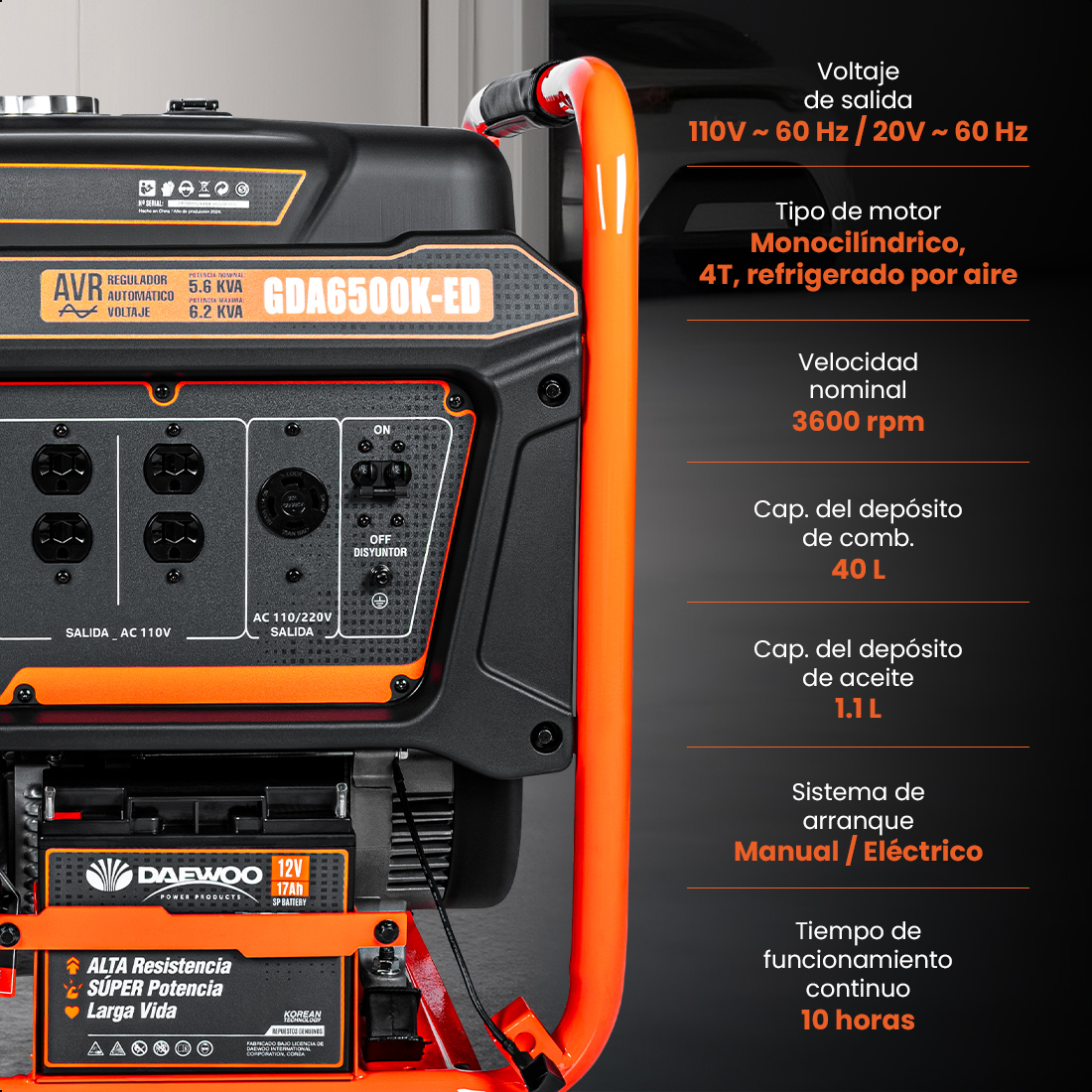 Foto 5 | Generador Portátil 6.2 Kw 420cc 40l Regulador Voltaje Arr Elect-man  Daewoo