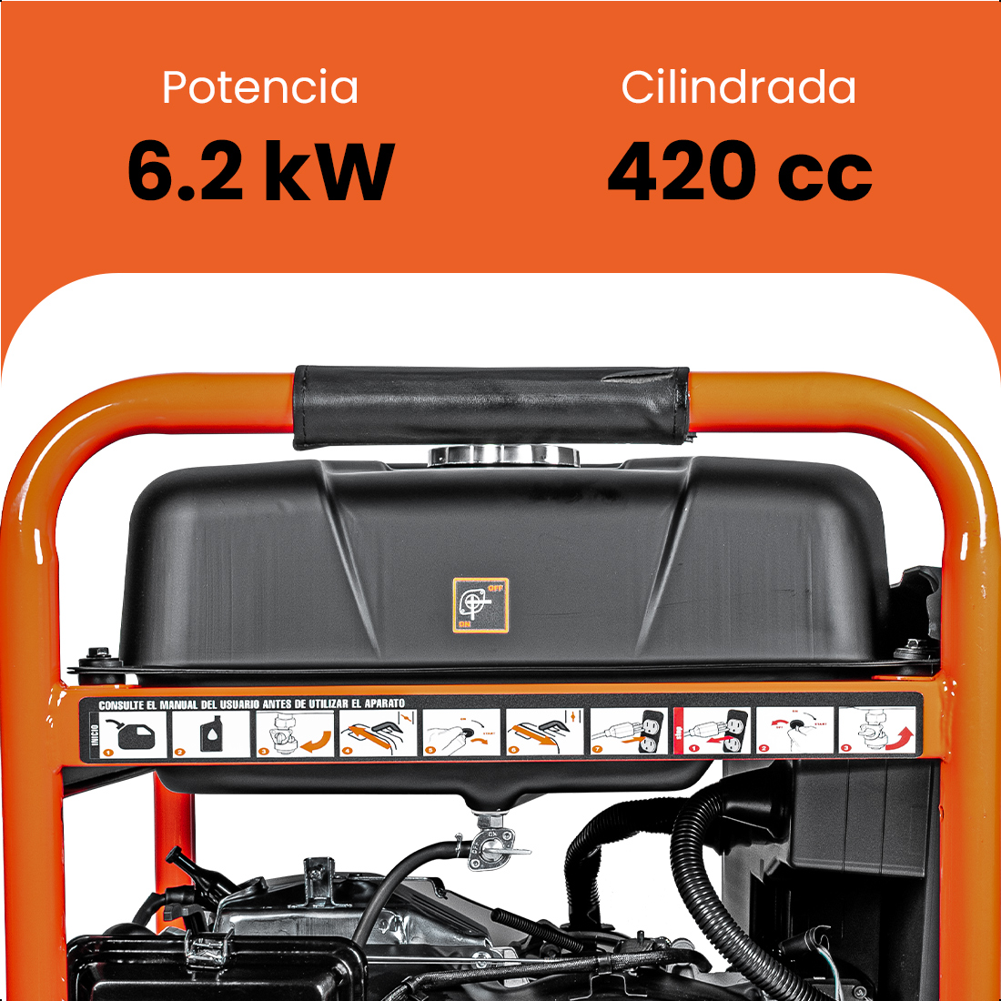 Foto 7 pulgar | Generador Portátil 6.2 Kw 420cc 40l Regulador Voltaje Arr Elect-man  Daewoo
