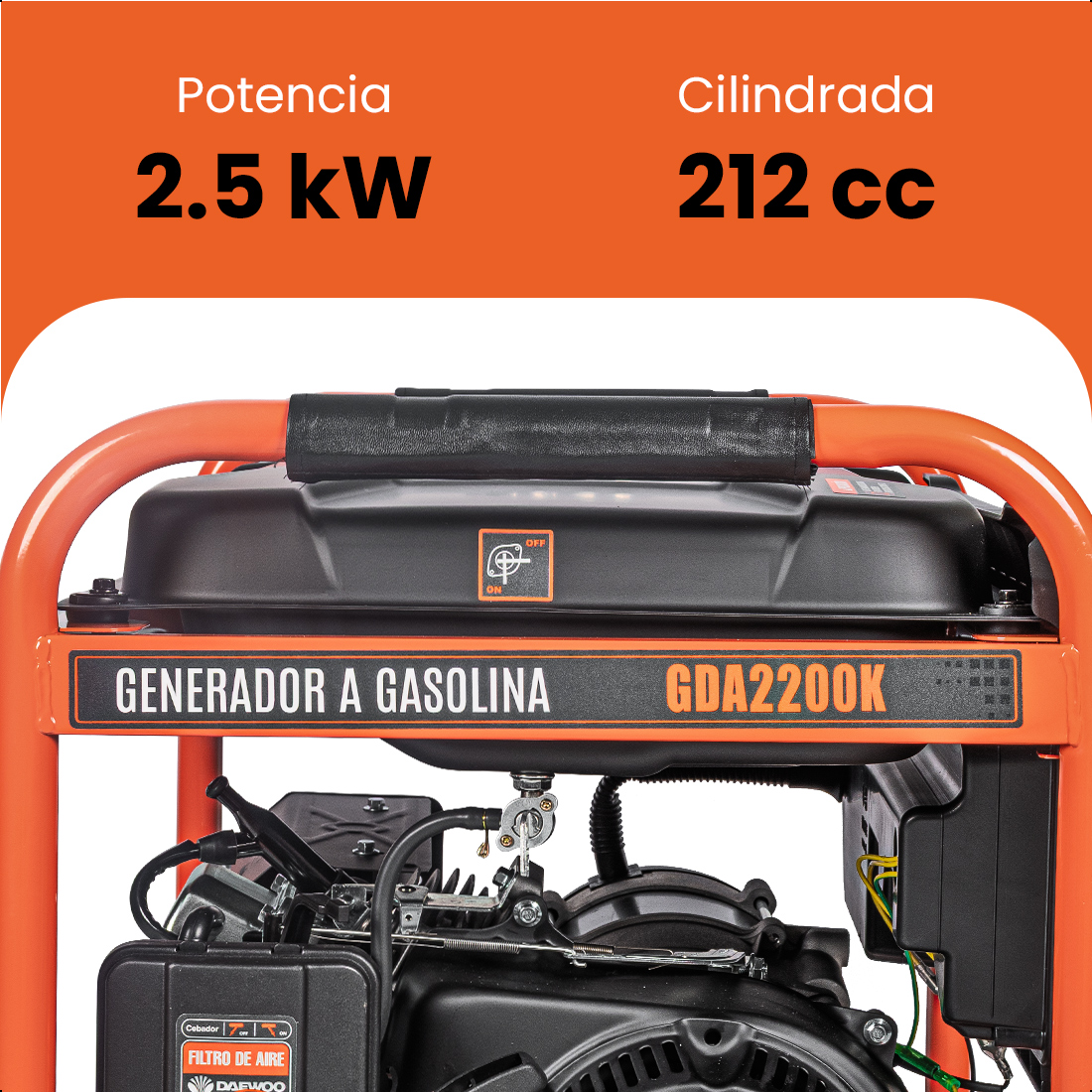 Foto 7 pulgar | Generador Portátil 2.5 Kw 212cc 15l Regulador Voltaje Arr Elect Daewoo
