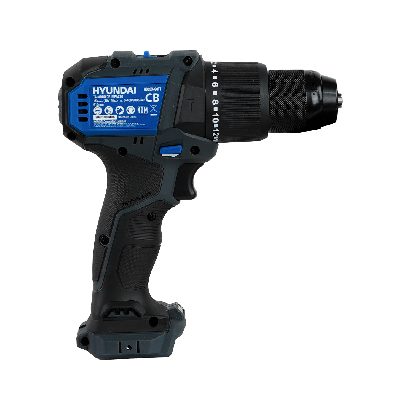Foto 6 pulgar | Taladro De Impacto Brushless 1/2″ Hyundai Con Batería Li-ion 20v/cargador – Hd20x-60tt