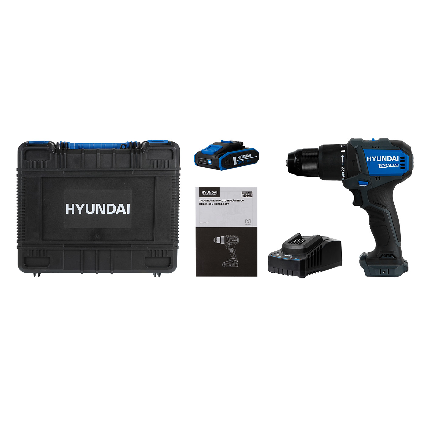 Foto 9 pulgar | Taladro De Impacto Brushless 1/2″ Hyundai Con Batería Li-ion 20v/cargador – Hd20x-60tt