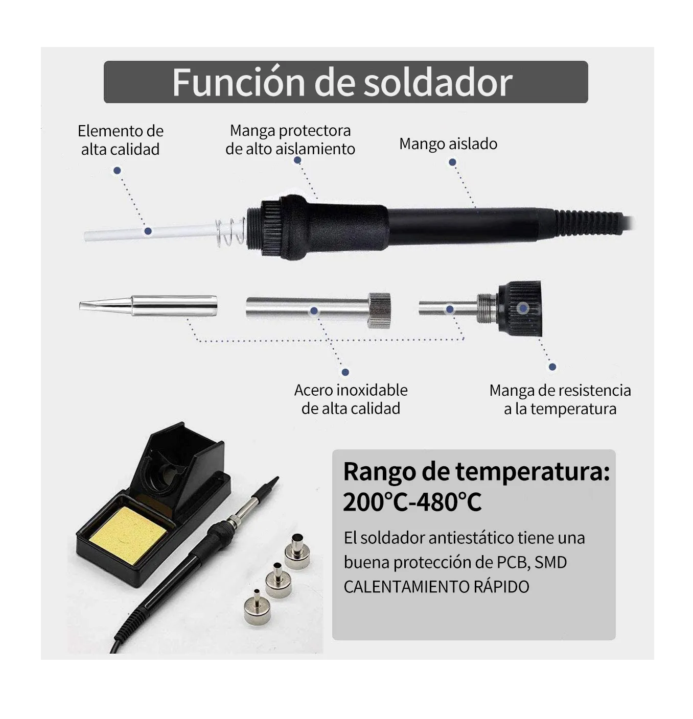 Foto 3 pulgar | Estación de Soldadura 2 en 1 Pistola de Aire y Cautín Malubero color Negro