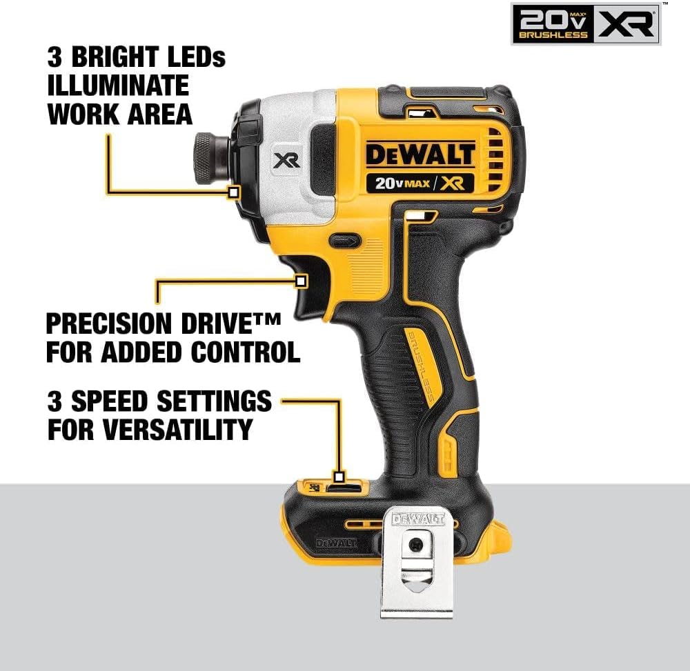 Foto 2 | Destornillador De Impacto Dewalt 20v Max Xr Sin Escobillas, 3 Velocidades, 6.35 Mm - Venta Internacional.