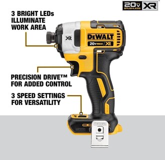 Foto 2 | Destornillador De Impacto Dewalt 20v Max Xr Sin Escobillas, 3 Velocidades, 6.35 Mm - Venta Internacional.