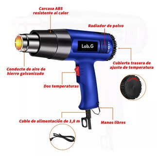Foto 2 | Pistola de Calor 2000W Azul Regulable con 4 Boquillas