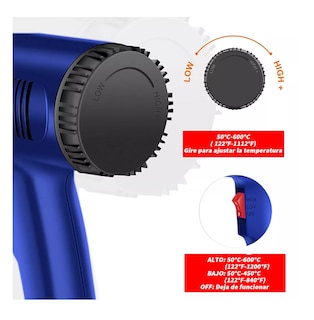 Foto 3 | Pistola de Calor 2000W Azul Regulable con 4 Boquillas