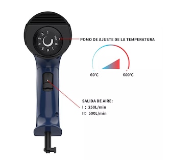 Foto 4 | Pistola De Calor De 2000w Belug, Temperatura Regulable 4 Boquillas Azul