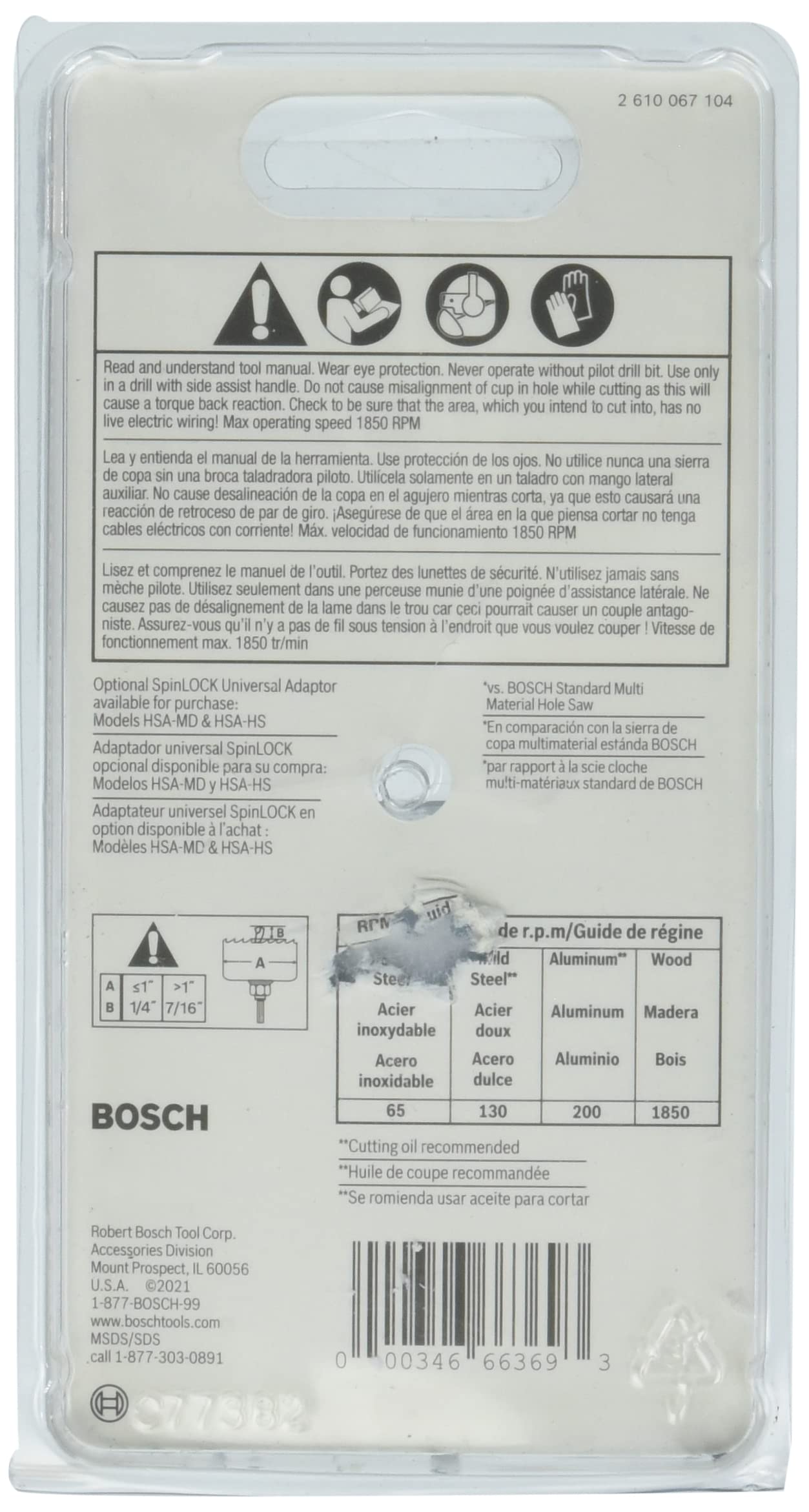 Foto 3 pulgar | Sierra Perforadora Bosch Hbt256 Bimetálica Con Ranura En T De 65 Mm - Venta Internacional.