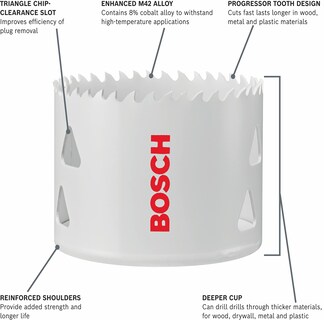 Foto 2 | Sierra Perforadora Bosch Hbt312 Bimetálica Con Ranura En T De 79 Mm - Venta Internacional.