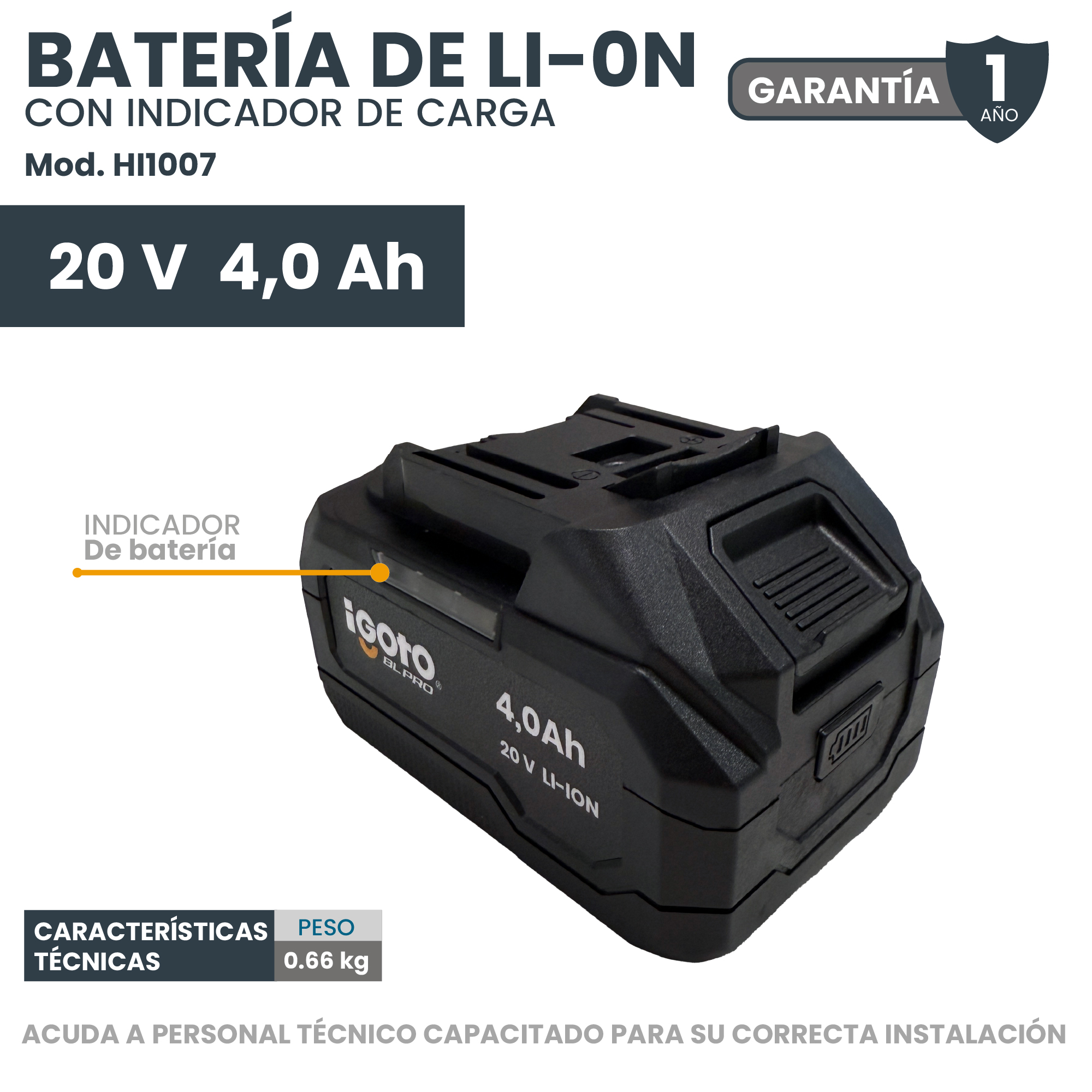 Foto 8 pulgar | Bateria 20v 4ah Indicador De Carga Led