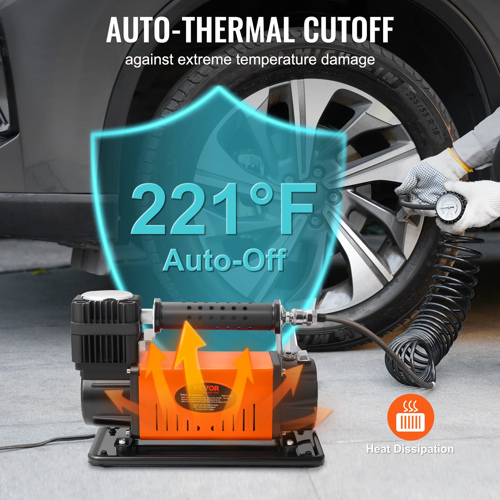 Foto 6 pulgar | Inflador De Neumáticos Vevor 6cfm 150psi 12v Con Manómetro Para Coche - Venta Internacional.