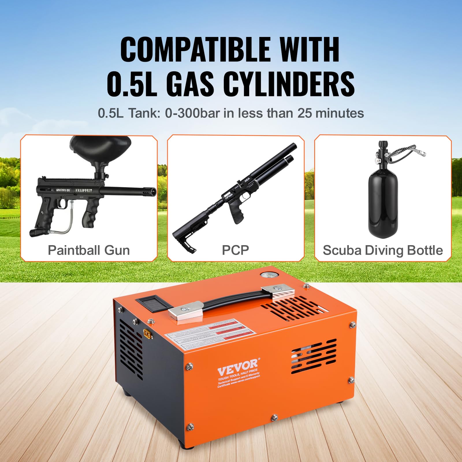 Foto 2 | Compresor De Aire Pcp Vevor 4500 Psi 12 V Dc/110 V Ac Con Adaptador - Venta Internacional.