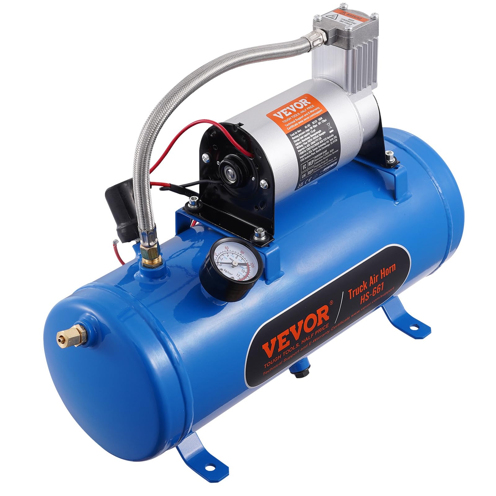 Foto 2 pulgar | Compresor De Aire Vevor De 12 V Con Tanque De 6 Litros, Trompa De Tren De 120 Psi - Venta Internacional.