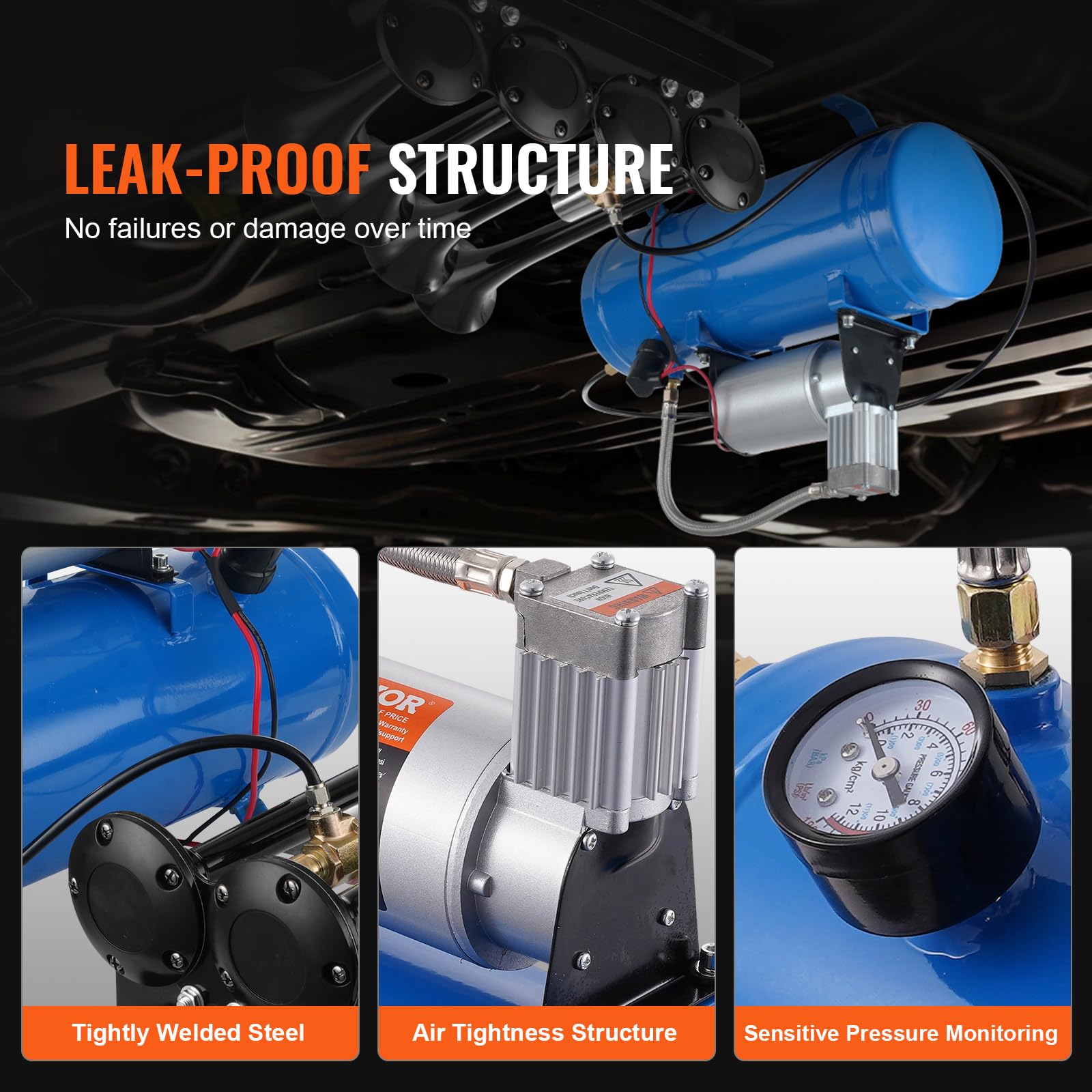 Foto 7 pulgar | Compresor De Aire Vevor De 12 V Con Tanque De 6 Litros, Trompa De Tren De 120 Psi - Venta Internacional.