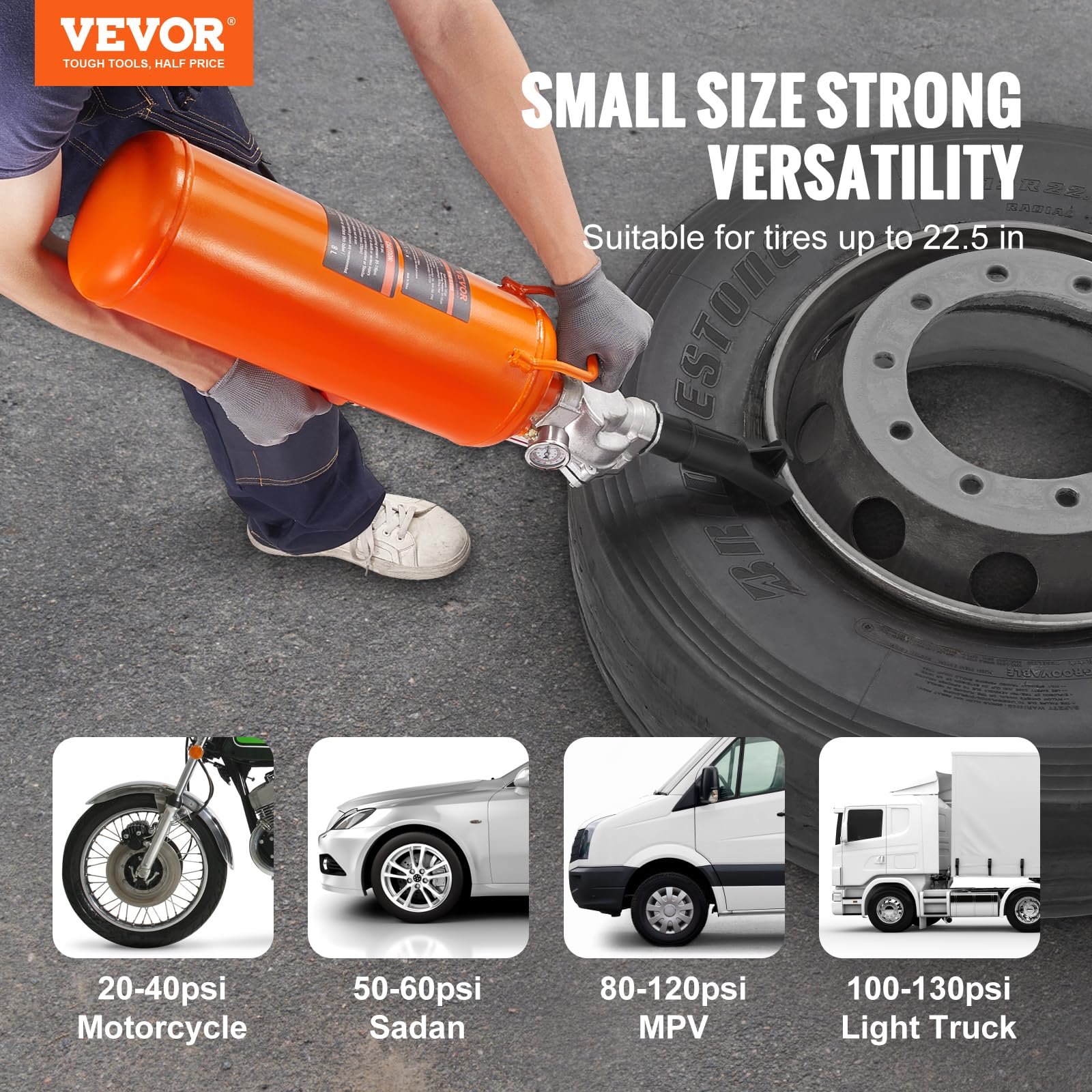 Foto 3 pulgar | Tire Seater Vevor Air, Lanzador De Neumáticos, 8 Litros, 120 Psi, Portátil - Venta Internacional.
