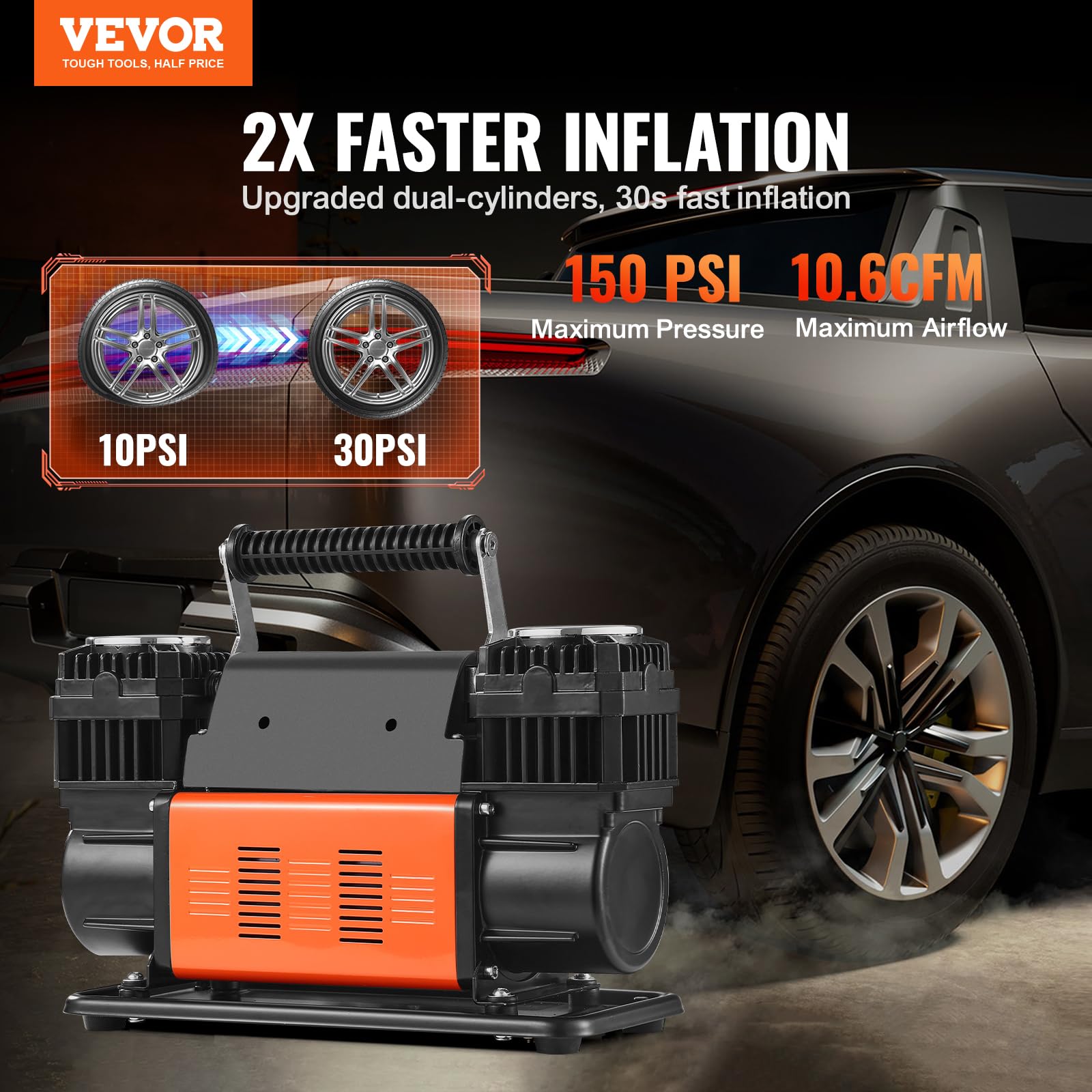 Foto 3 pulgar | Compresor De Aire Vevor 10.6 Cfm 12 V 150 Psi De Doble Cilindro - Venta Internacional.