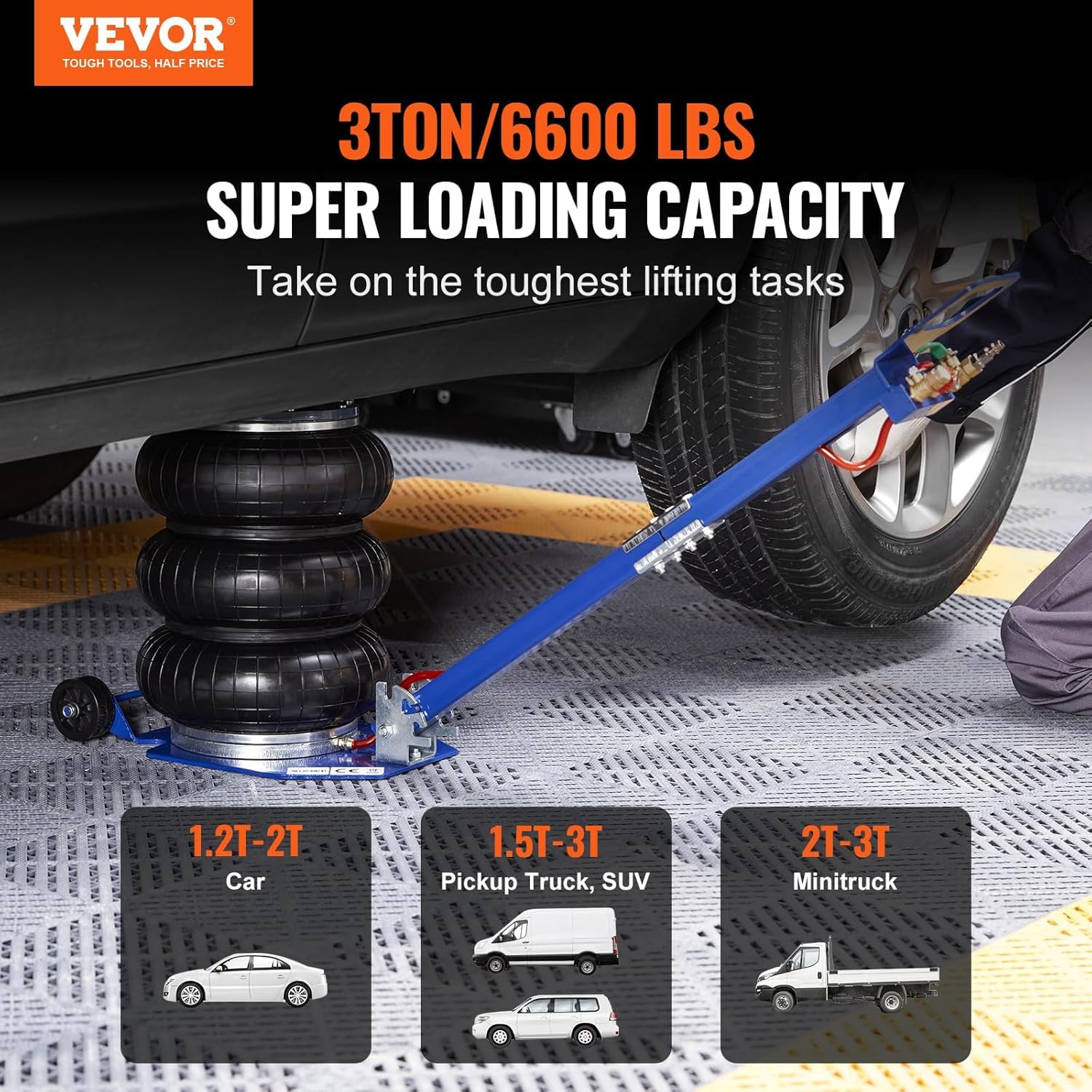 Foto 3 pulgar | Air Jack Vevor, 3 Ton/3000 Kg, Triple Bolsa De Aire Para Coches - Venta Internacional.
