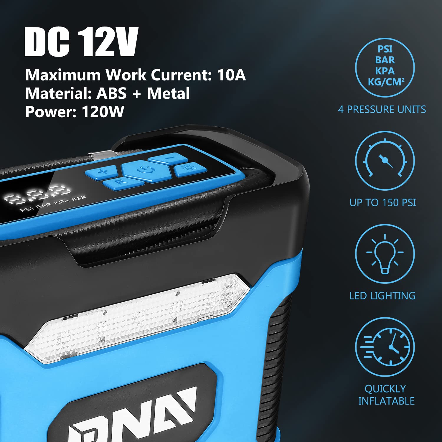Foto 3 pulgar | Compresor De Aire Portátil Dna Motoring Tools-00213 12v Dc Azul - Venta Internacional.