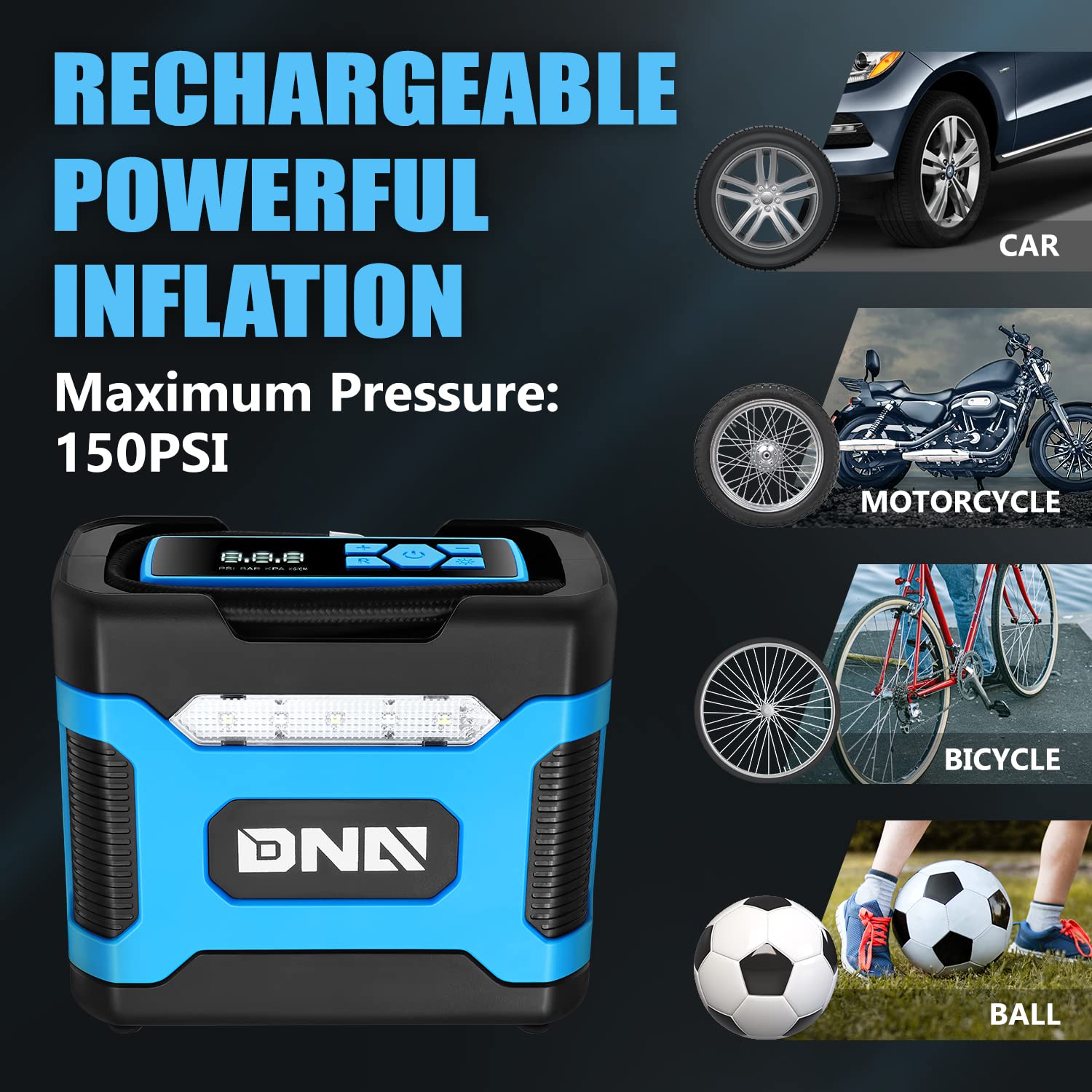 Foto 5 | Compresor De Aire Portátil Dna Motoring Tools-00213 12v Dc Azul - Venta Internacional.