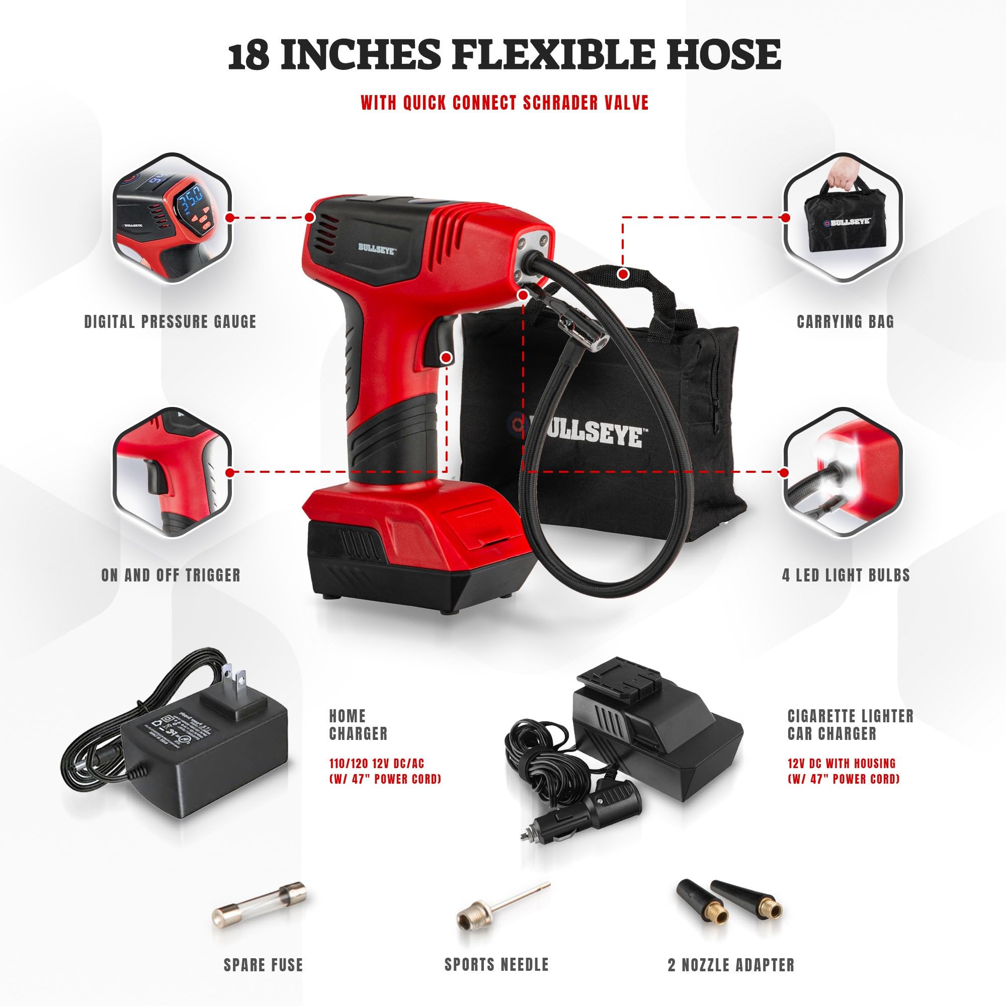 Foto 7 pulgar | Compresor De Aire Portátil Bullseye Pro Max Deluxe 150psi 12v - Venta Internacional.