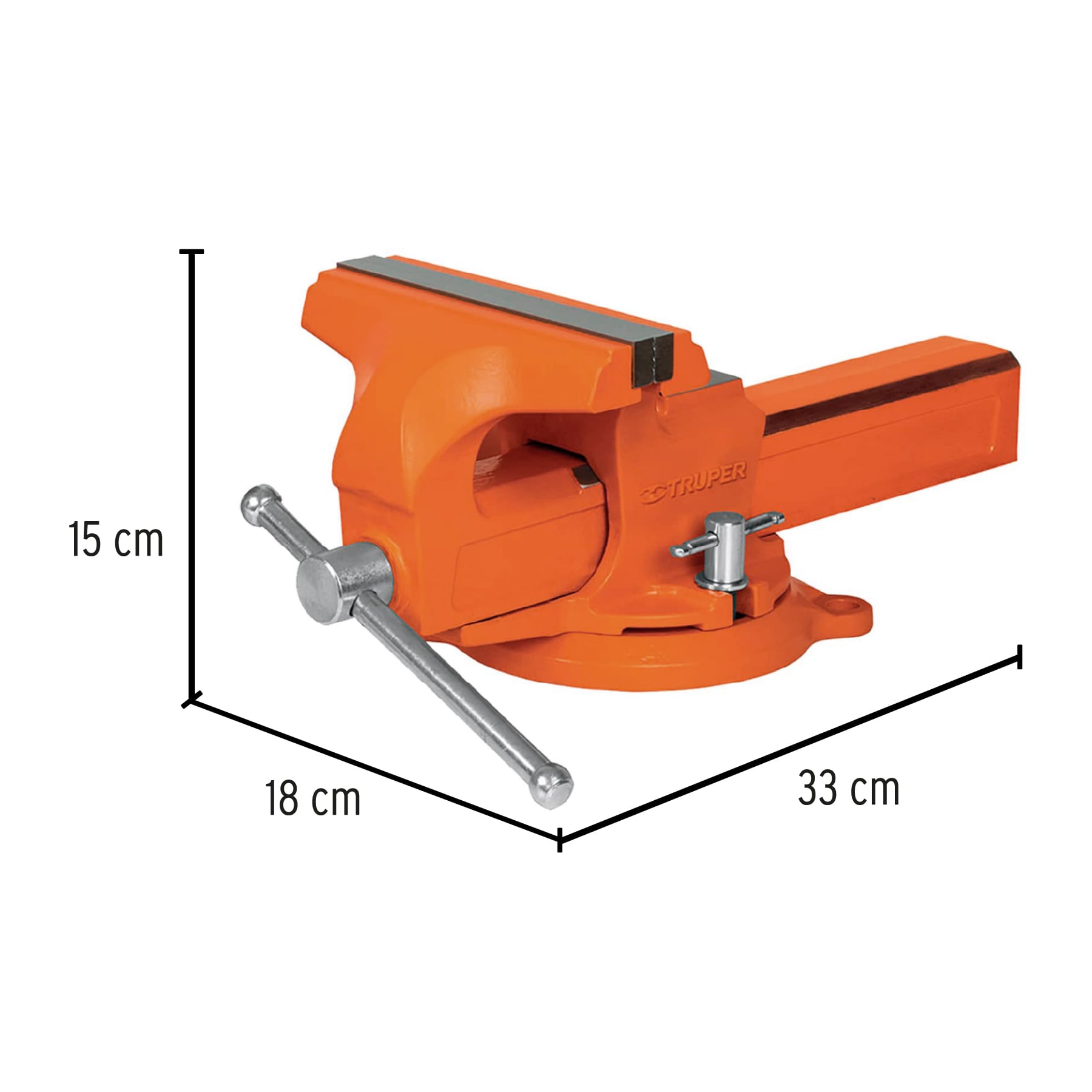 Foto 2 | Tornillo de Banco Truper TA-5-L color Naranja Tipo Europeo 5'' de Hierro Nodular