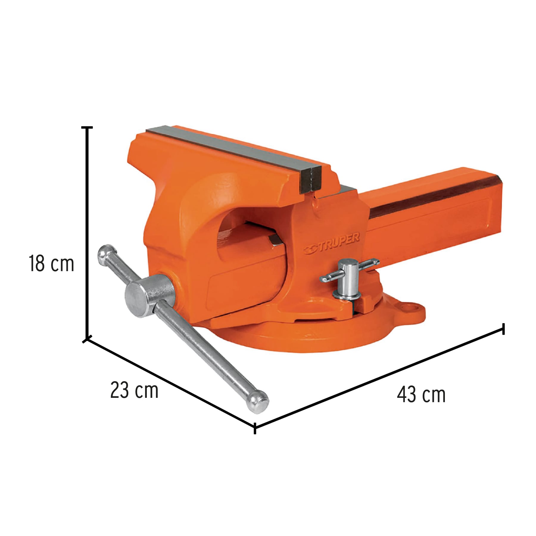 Foto 3 pulgar | Tornillo de Banco Truper TA-8-L color Naranja Tipo Europeo 8'' de Hierro Nodular