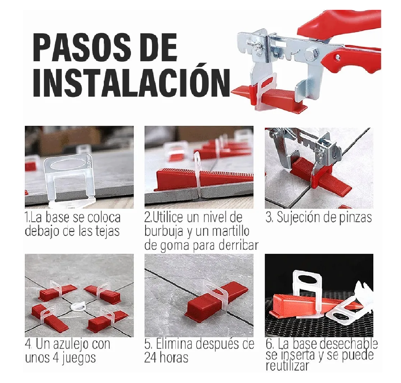 Foto 4 pulgar | Kit Nivelador de Azulejos Baldosas  Eo Safe Imports Anaranjado