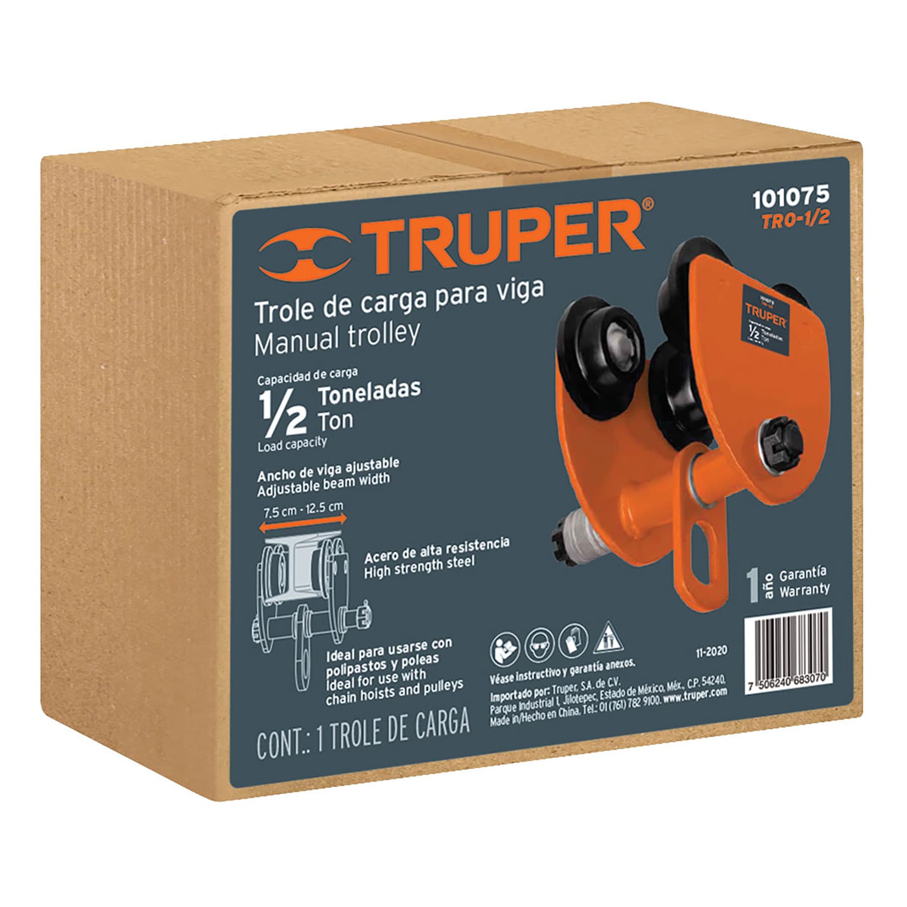 Foto 3 pulgar | Trole de Carga Truper color Naranja