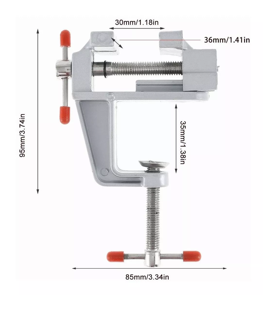 Foto 5 pulgar | Tornillo De Banco Mini Con Base Fija Profesional Belug color Plata