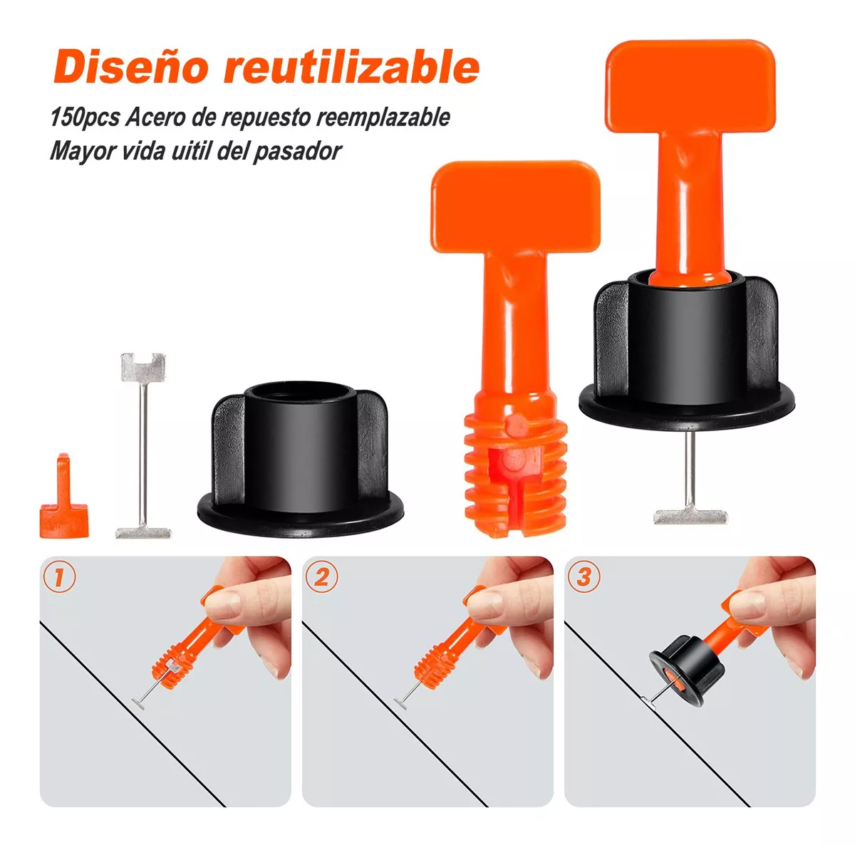 Foto 4 pulgar | Kit Sistema Nivelador Azulejo Reutilizable Eo Safe Imports Esi-7250 color Naranja  251 Piezas