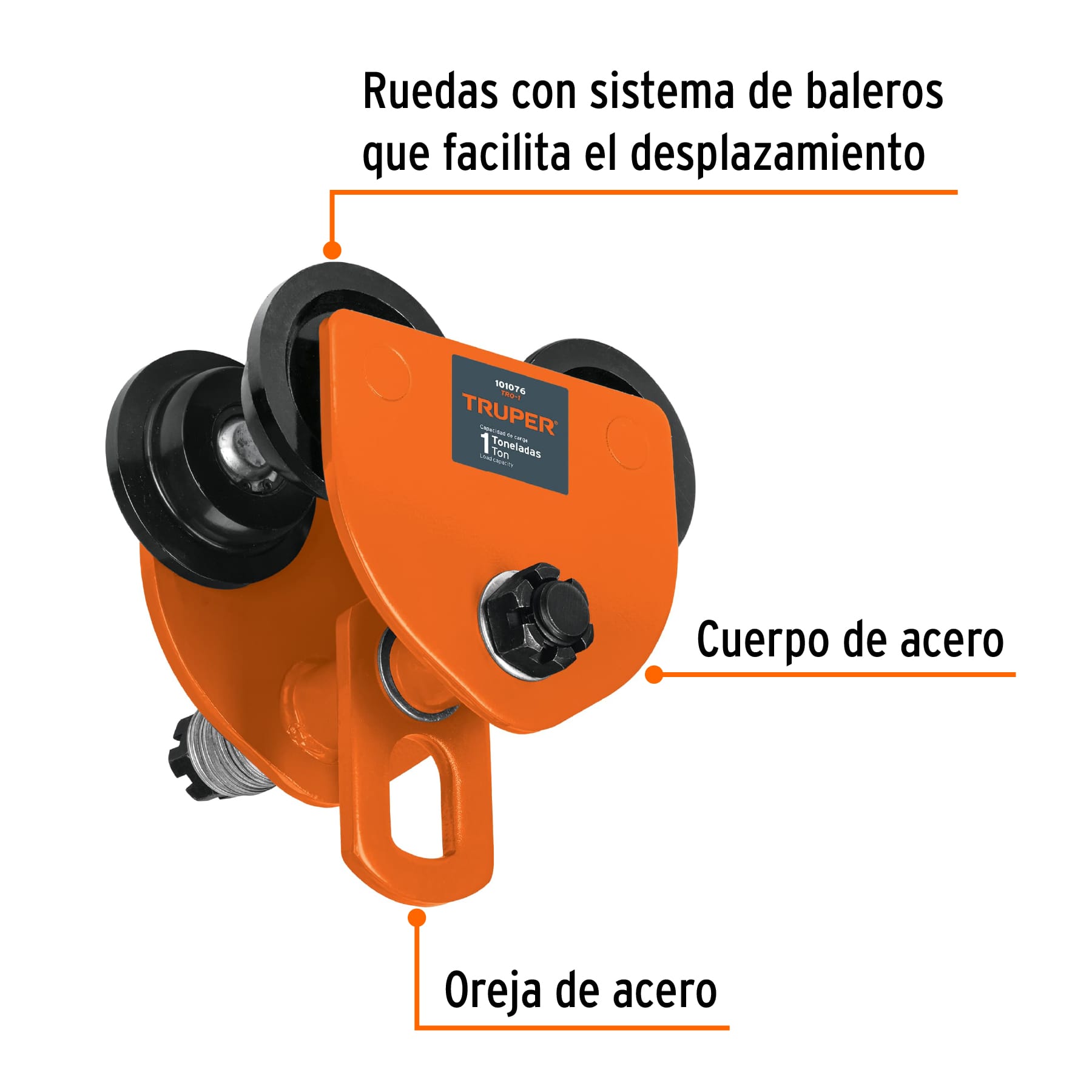 Foto 2 | Trole de Carga Truper color Naranja 1 Ton para Vigas IPS E IPR Ajustable