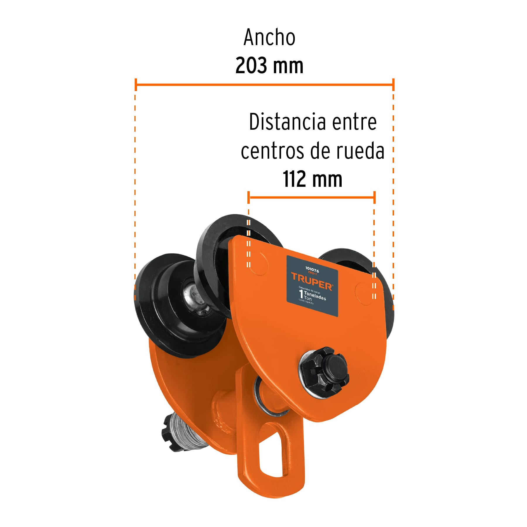 Foto 3 | Trole de Carga Truper color Naranja 1 Ton para Vigas IPS E IPR Ajustable