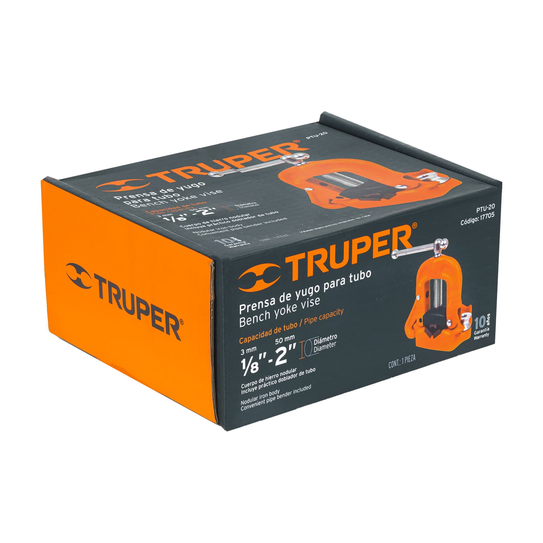 Foto 4 pulgar | Prensa de Yugo Truper color Naranja para Tubo 2" Cuerpo de Hierro Nodular