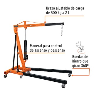 Foto 3 | Pluma Hidráulica Truper color Naranja 2 TON Plegable