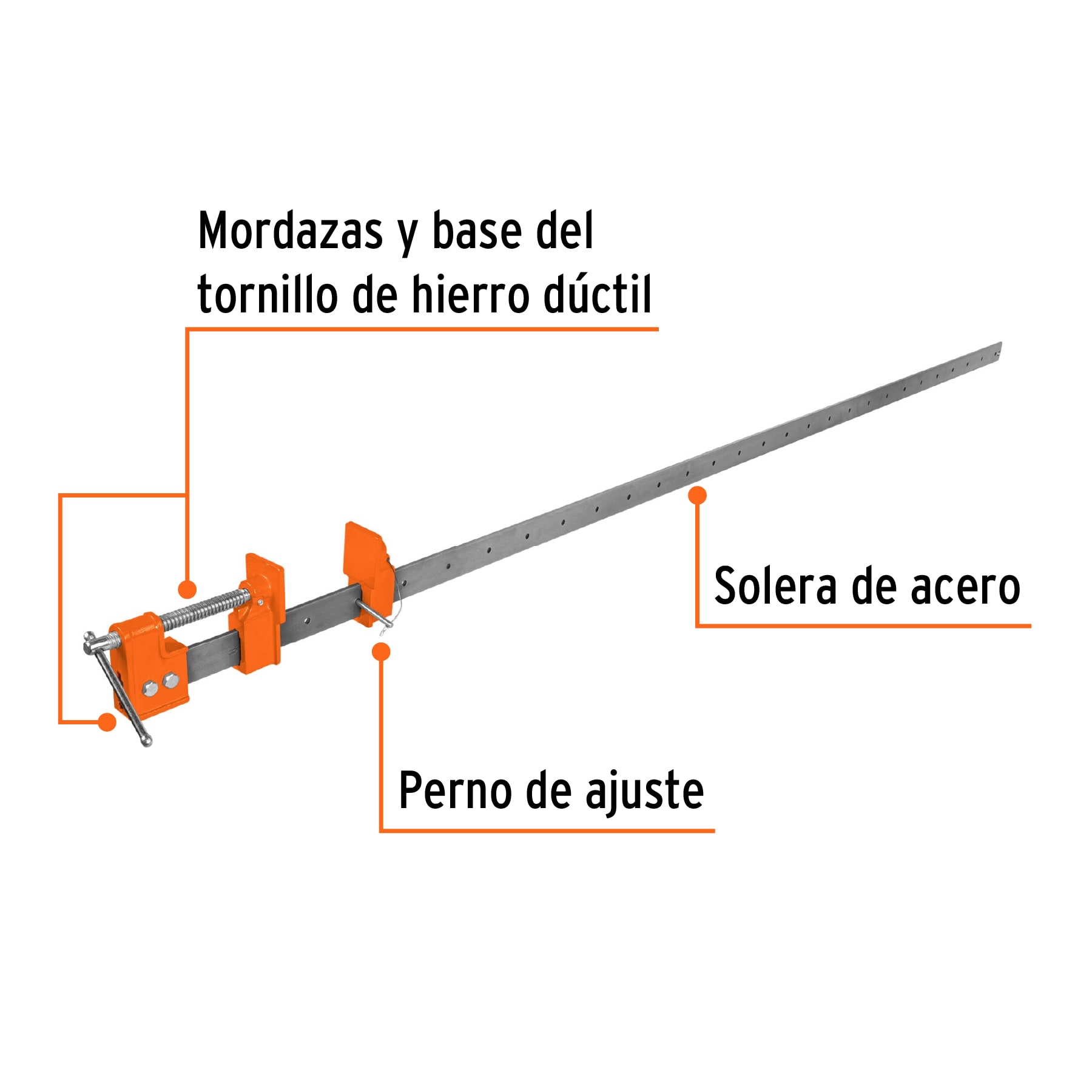 Foto 3 pulgar | Sargento Truper color Naranja 72" de Solera de Acero