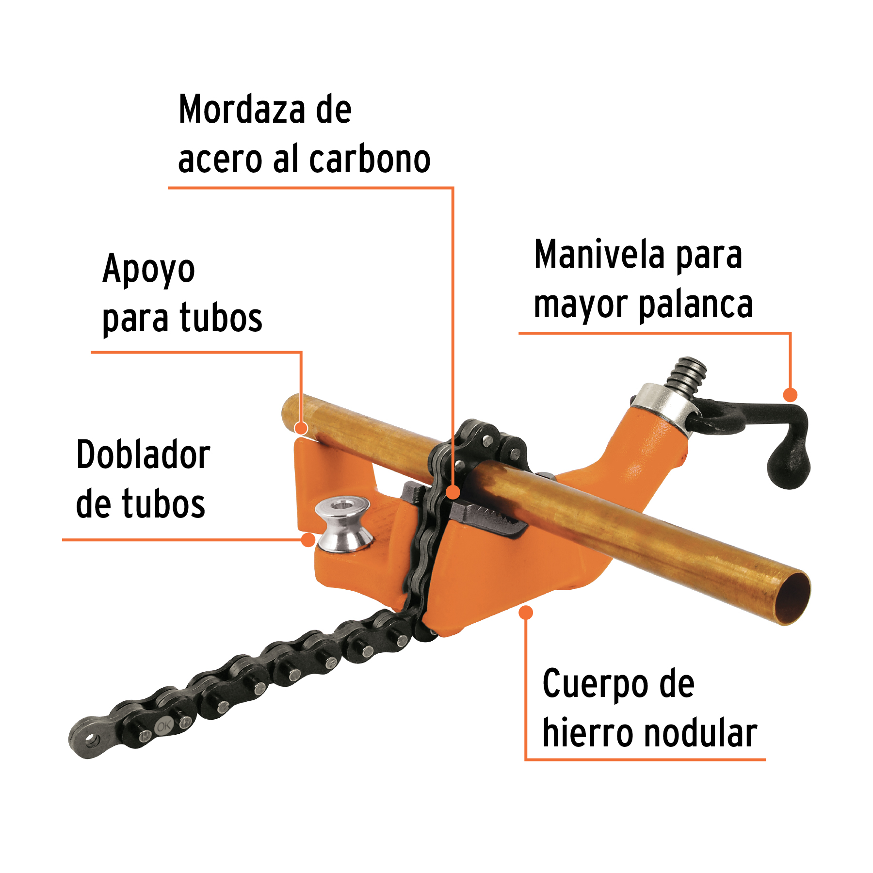 Foto 3 pulgar | Prensa de Cadena Truper color Naranja para Tubo 2-1/2" Cuerpo de Hierro Nodular