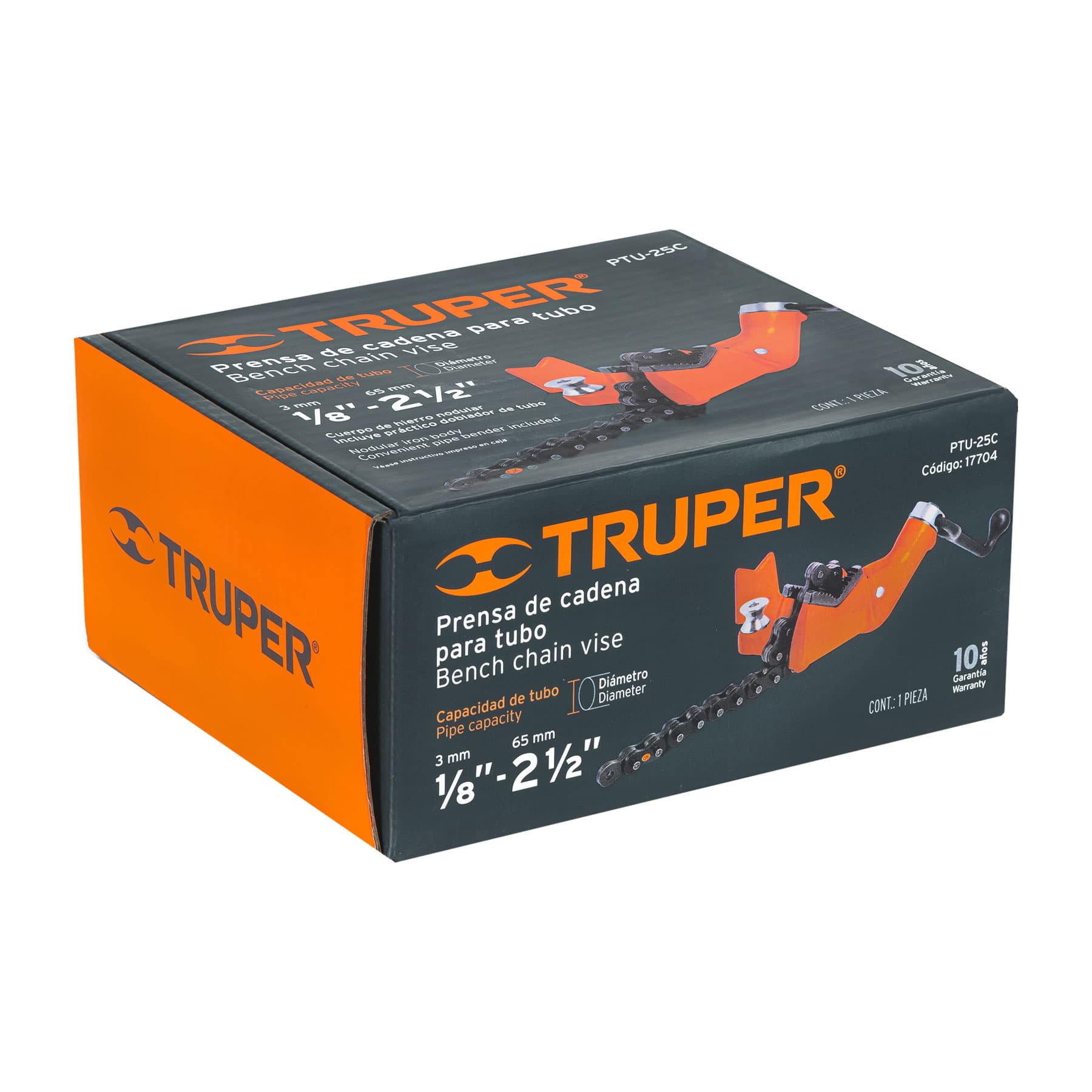 Foto 4 pulgar | Prensa de Cadena Truper color Naranja para Tubo 2-1/2" Cuerpo de Hierro Nodular