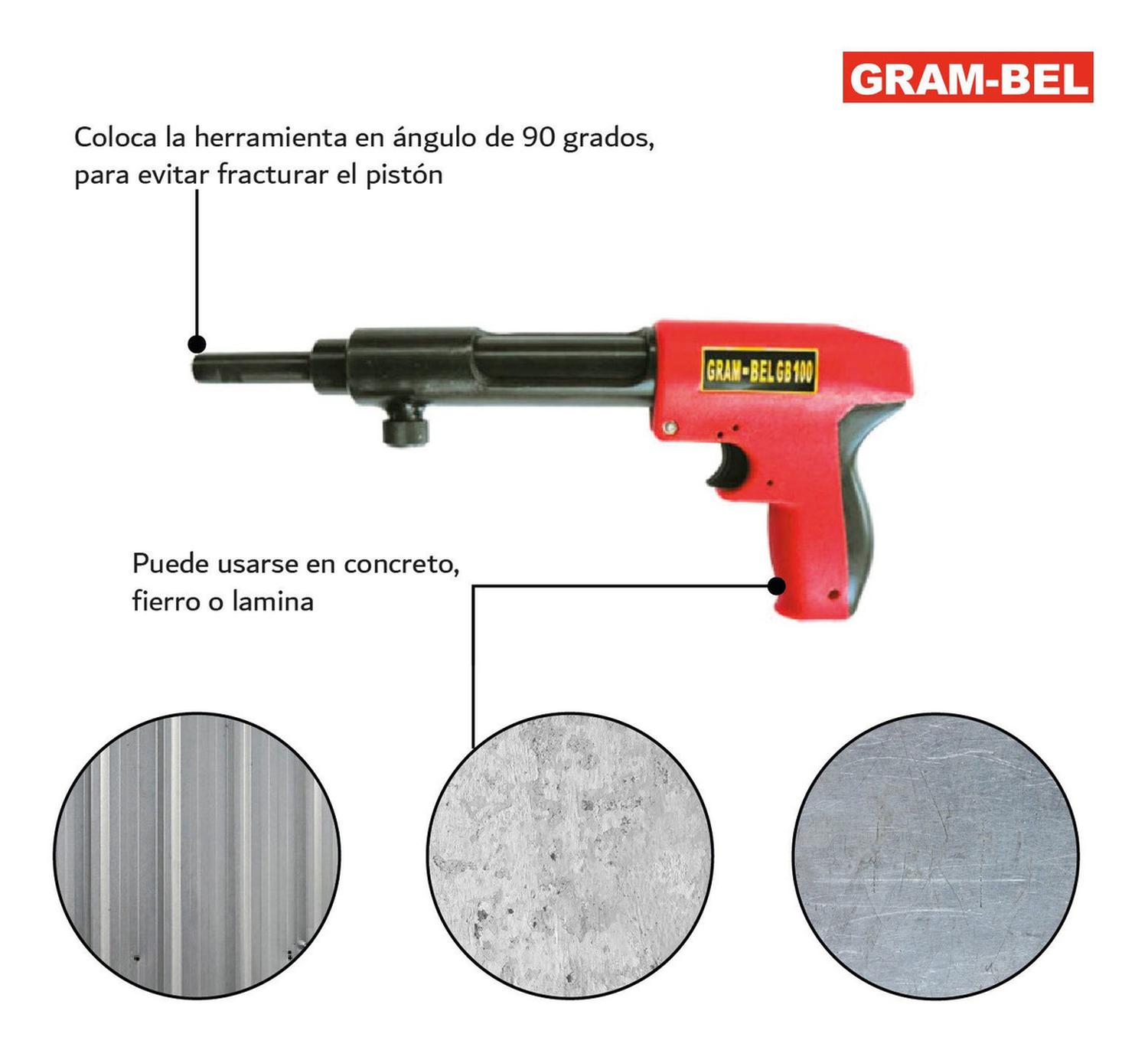 Foto 6 pulgar | Pistola Impacto Disparador Fijacion 8 Mm 3in Gb-100 Gram-be