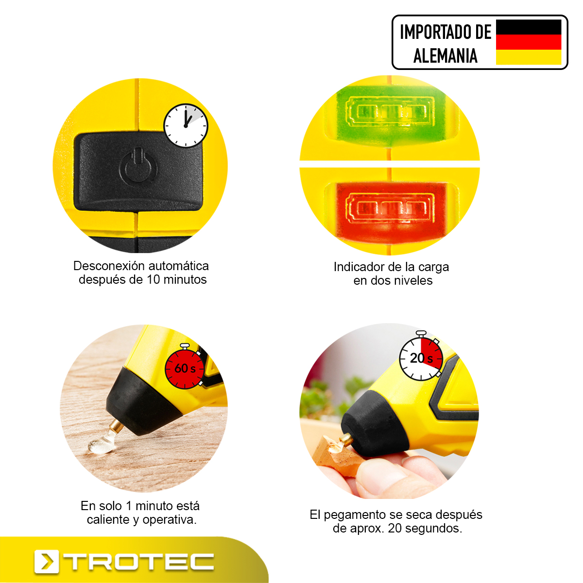 Foto 2 | Pistola de Silicon Inalámbrica Trotec de Goteo con 10 Barras de Regalo para Bricolaje Hogar y Taller