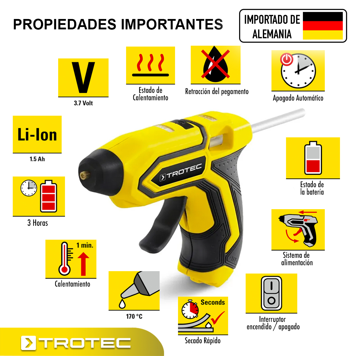 Foto 7 pulgar | Pistola de Silicon Inalámbrica Trotec de Goteo con 10 Barras de Regalo para Bricolaje Hogar y Taller