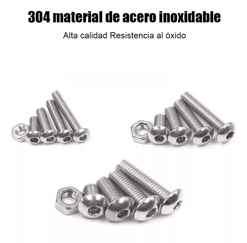 Foto 4 pulgar | Tornillos de Cabeza Hexagonal M3 M4 M5 Plana 500 piezas Plata