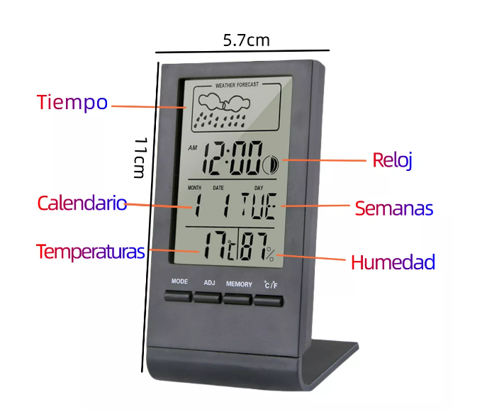 Foto 4 pulgar | Termómetro Higrómetro Digital con Previsión Meteorológica